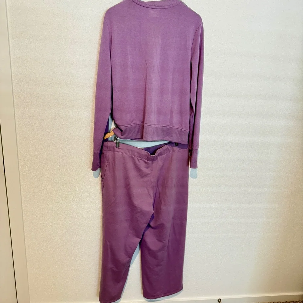 Avia Lounge Set Womens XL/XXL Purple Wrap Top Wide Leg Sweatpants